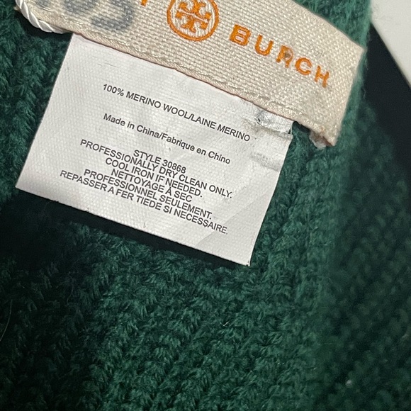 Tory Burch Blue Green White Gemini Link Striped Pockets Women's Scarf Colorblock - Picture 5 of 10